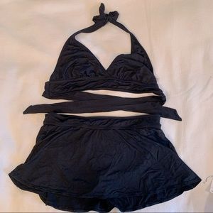Anne Cole swim bikini skirted, black